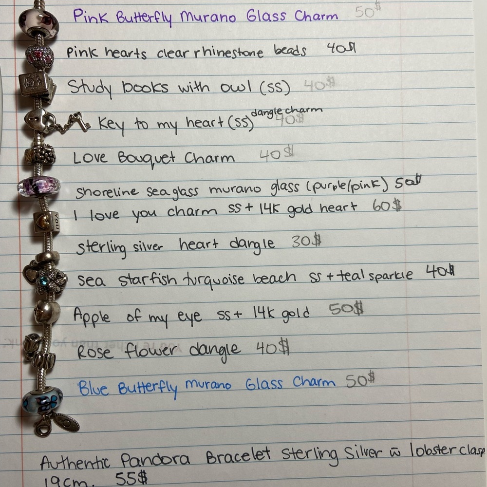 Authentic Pandora bracelet and charms